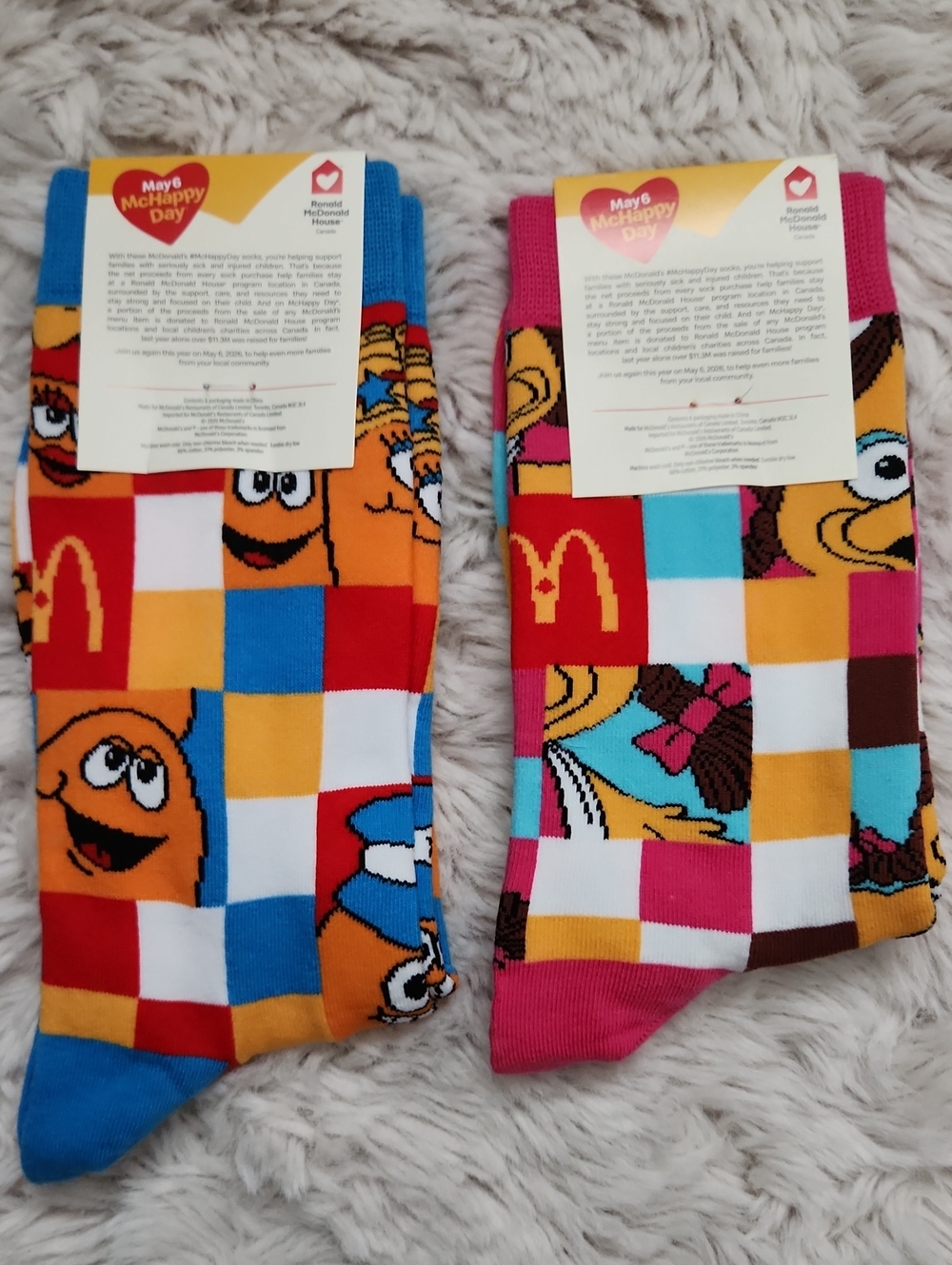 NWT McDonald's Crew Socks Nuggets + Birdie Mens Size Small And Medium